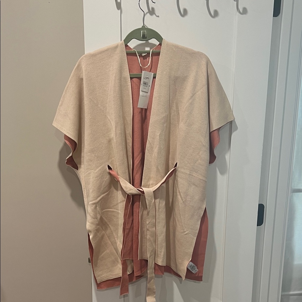 NWT Reversible LOFT Cream and Pink Open Cardigan xs/s